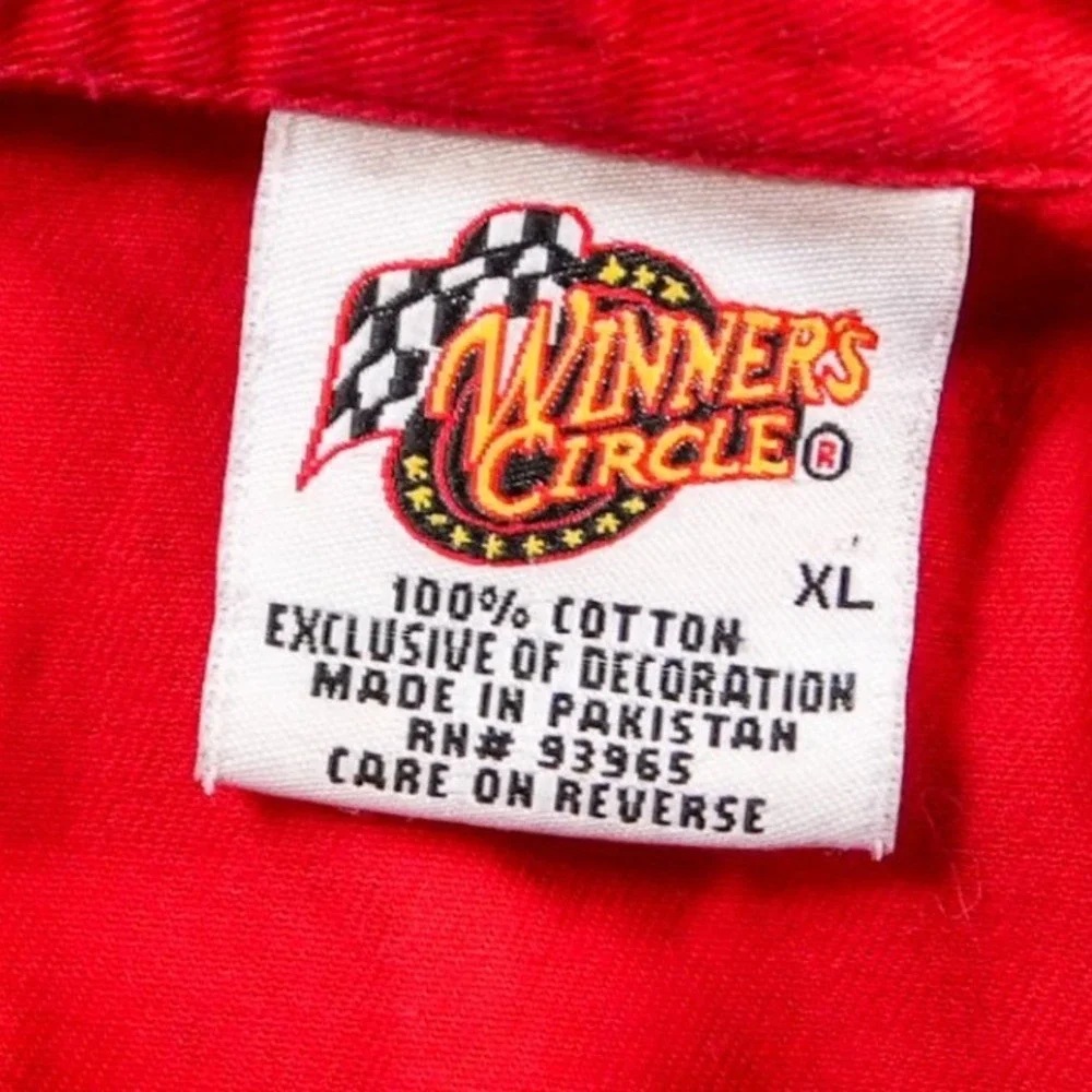 Retro Dale Jr Budweiser Pit Crew Racing Shirt XL Red Button Up Winners Circle - Picture 7 of 11